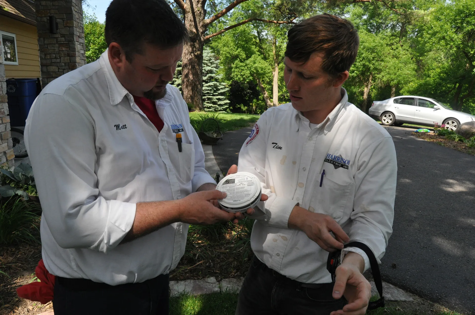 Home electrical safety inspection by a Harrison Electric technician
